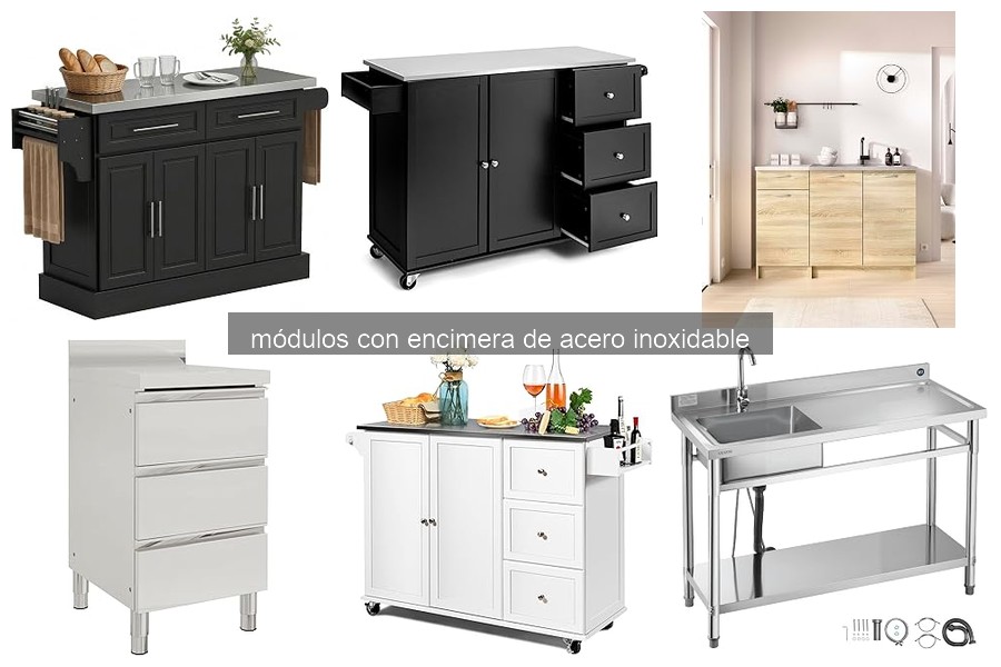 Tipos de módulos con encimera de acero inoxidable para exteriores